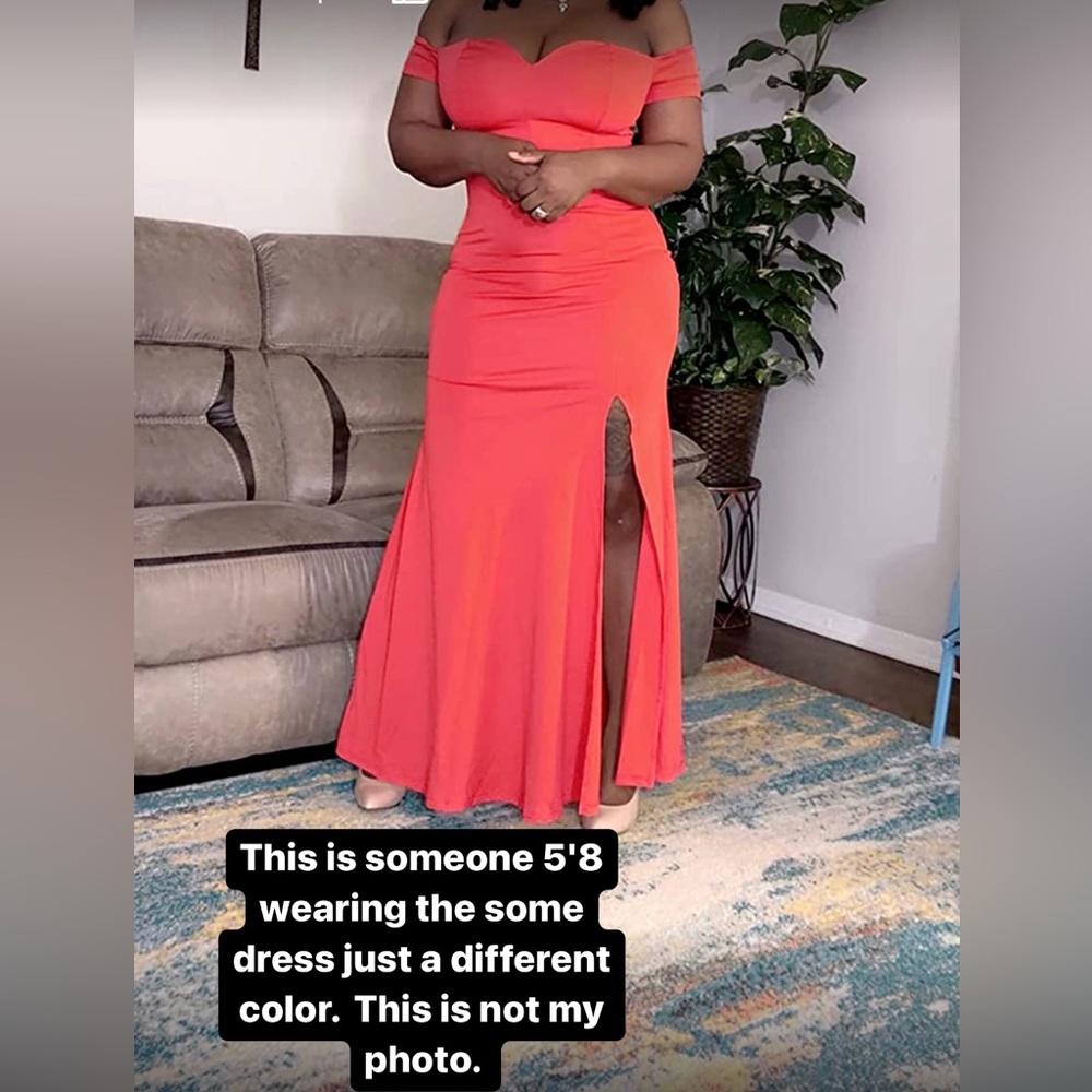 Off Shoulder V Neck High Split Maxi Elegant Party… - image 7